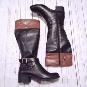 Style & Co Vedaa Black Barrel Brown Riding Boots Size 5.5